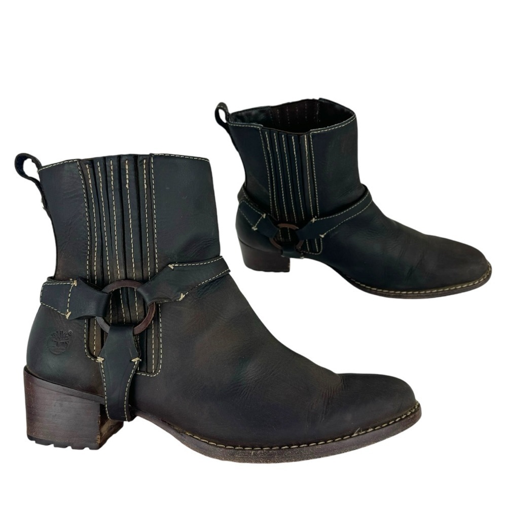 Timberland Leather Harness Chelsea Ankle Boots Brown Womens Size 9.5 67303